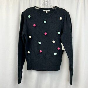Daily Thread Women's Pullover Sweater Pom Poms Black/Multi Size Small New